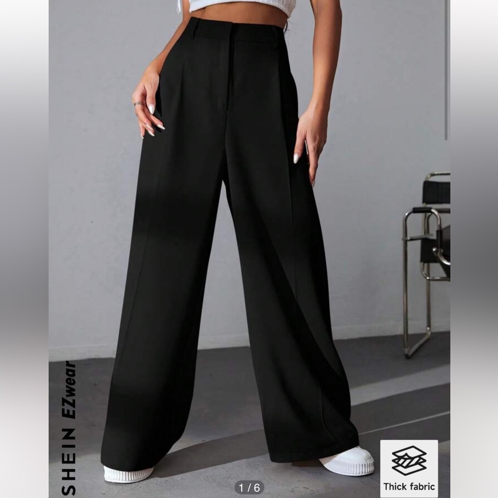 Black wide leg dress pants